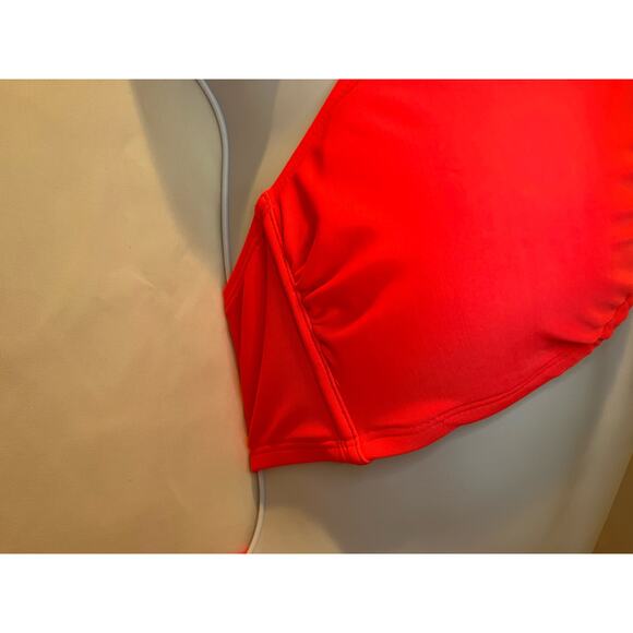 Wild Fable Coral/Orange One Piece Cross Front Halter Swimsuit - NWT - Size M - Picture 5 of 7